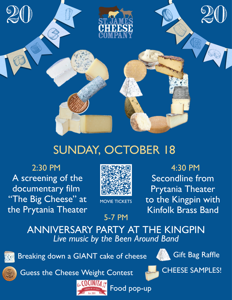 OCTOBER 18: St. James Cheese Company 20th Anniversary Celebration!
