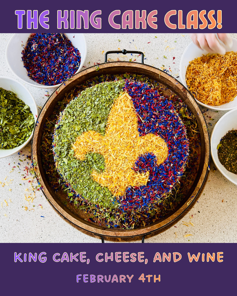 FEBRUARY 4th: Happy Mardi Gras! Cheese, King Cake, and Wine!